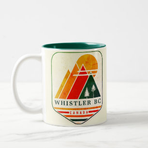 Vintage Whistler Kanada Skifahren Souvenir 1980er Zweifarbige Tasse