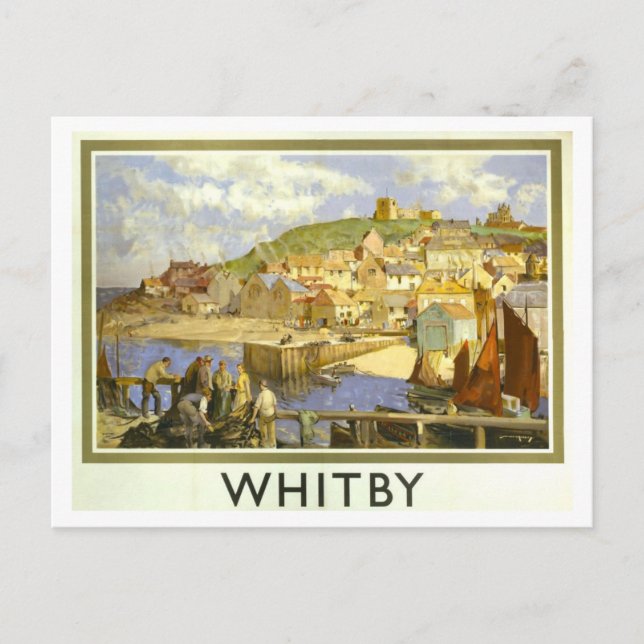 Vintage Whitby-Reiseposter Postkarte (Vorderseite)