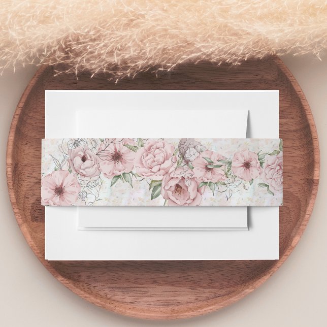 Vintage White Champagne Peony Wedding Einladungsbanderole (Von Creator hochgeladen)