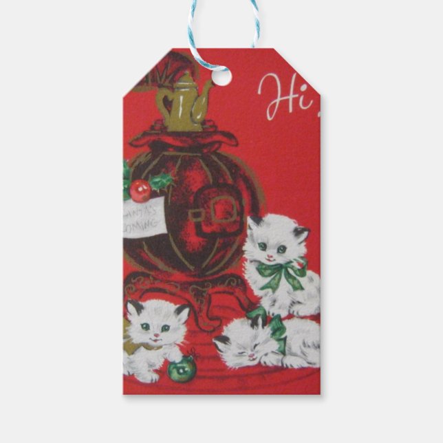 Vintage White Christmas Kitts Geschenkanhänger (Vorderseite)