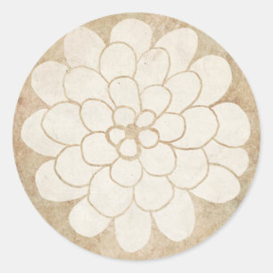 Vintage White Dahlia Floral Wedding Runder Aufkleber