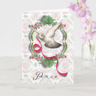 Vintage White Dove with Ribbon Greeting Card Karte