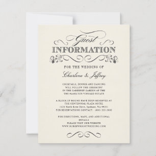 Vintage White Elegant Wedding Information WT313 Einladung