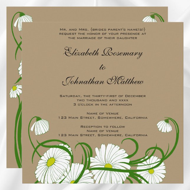 Vintage White Gerber Daisy Blume Hochzeitsstift Se Einladung (Vintage White Gerber Daisy Flowers Wedding Set Invitation)