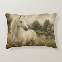 Vintage White Horse Cottage Kissen