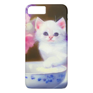 Vintage White Kitten mit Lila Band Case-Mate iPhone Hülle