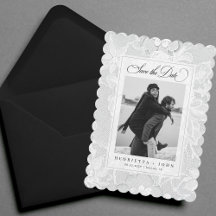 Vintage White Lace Elegant 2 Photo Wedding