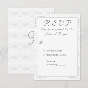 Vintage White Lace Katholic Wedding RSVP Karte