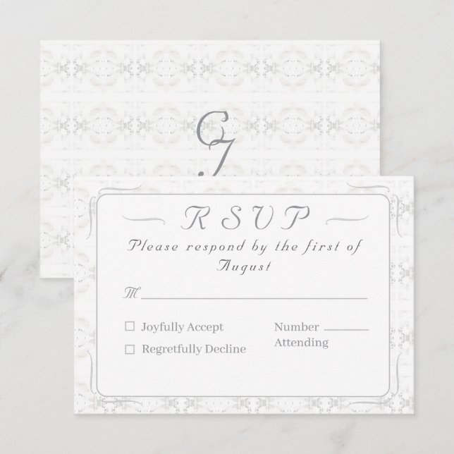 Vintage White Lace Katholic Wedding RSVP Karte (Vorne/Hinten)