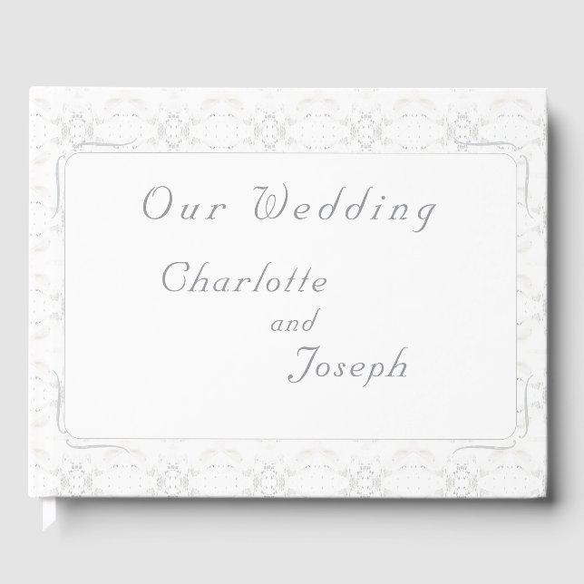 Vintage White Lace Wedding Gästebuch (Vorderseite)