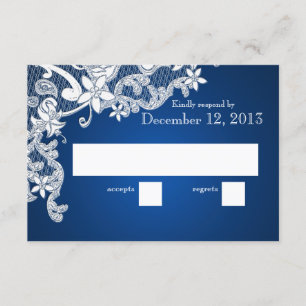 Vintage White Lace Wedding Reply Saphire RSVP Karte