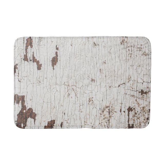 Vintage White Painted Wood Badematte (Vorderseite)