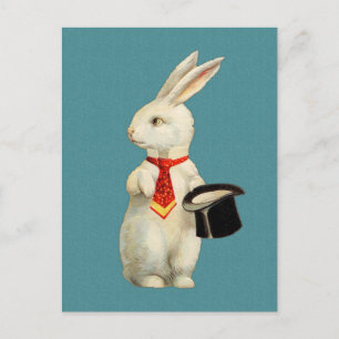 Vintage White Rabbit Postkarte
