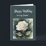 Vintage White Rose Blume für Sister Birthday Karte<br><div class="desc">Vintage White Rose Blume für Sister Birthday</div>