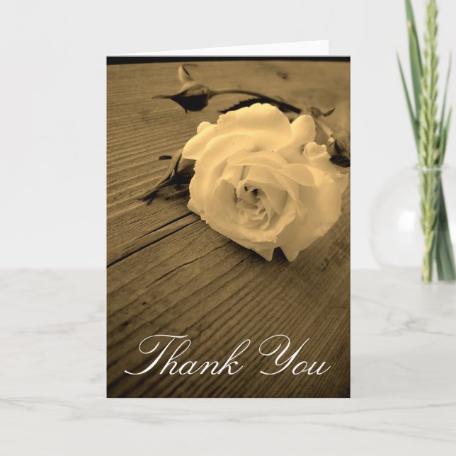 Vintage White Rose Dankeschön Karte (Vorderseite)