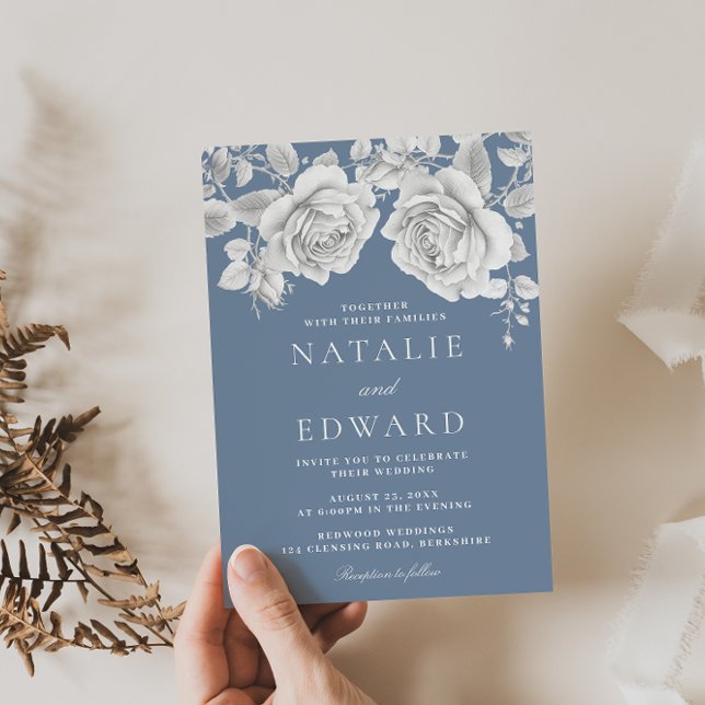 Vintage White Roses Elegante Hochzeit Einladung (Von Creator hochgeladen)