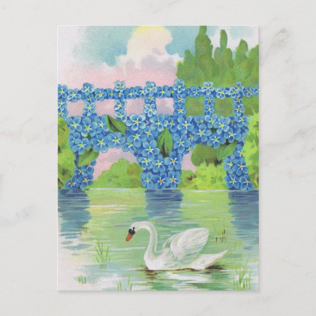 Vintage White Swan Cards Postkarte (Vorderseite)