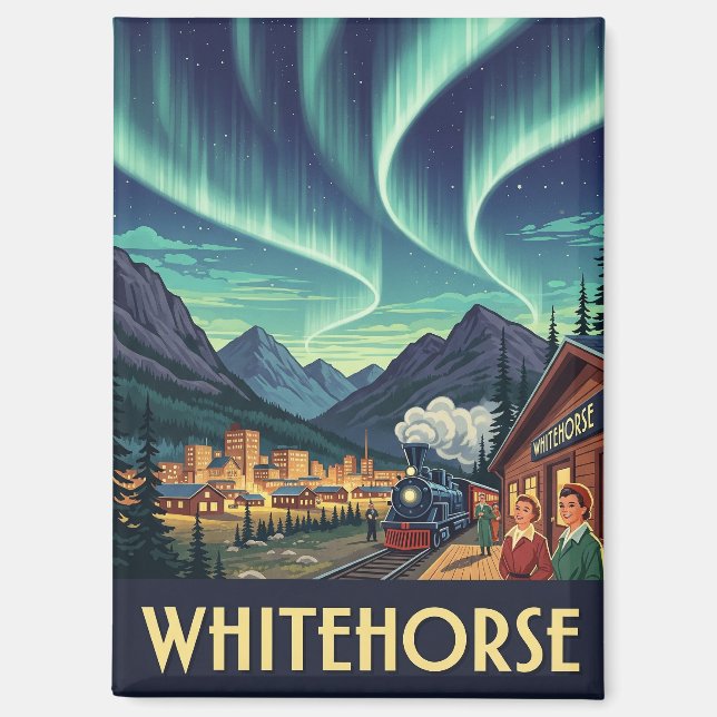 Vintage Whitehorse Yukon Canada Travel Magnet (Vorderseite)