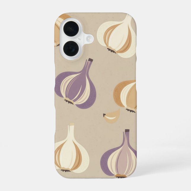 Vintage Whole Garlic Pattern iPhone 16 Hülle (Rückseite)