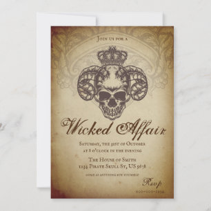 Vintage Wicked Affair Gothic Schädel Halloween-Par Einladung