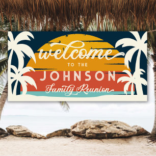 Vintage Wiedersehen Beach Sunset Willkommen Banner
