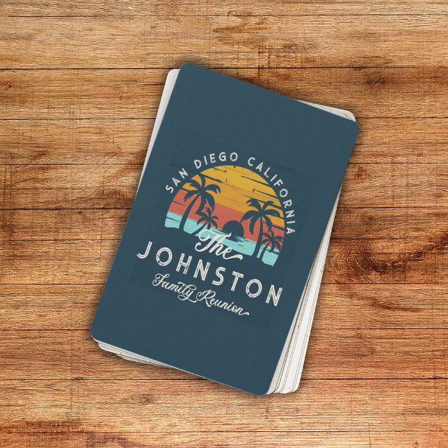 Vintage Wiedersehen Retro Sunset Beach Palms Spielkarten (Von Creator hochgeladen)