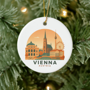 Vintage Wien Österreich Retro-Reise-Schmuck  Keramik Ornament