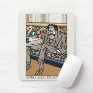Vintage Wiener Café-Kunstplakat für Literaten Mousepad