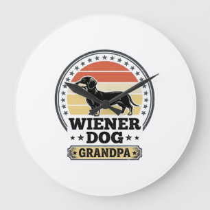 Vintage Wiener Dog Opa Dachshund Shirt Design_ Große Wanduhr