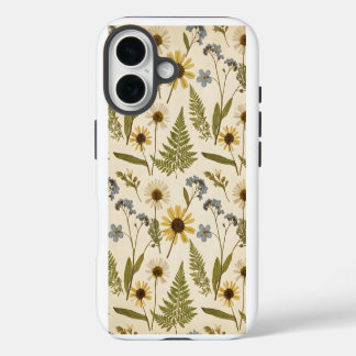 Vintage-Wiesen-Botanik – Gepresste Wildblume iPhone 16 Hülle