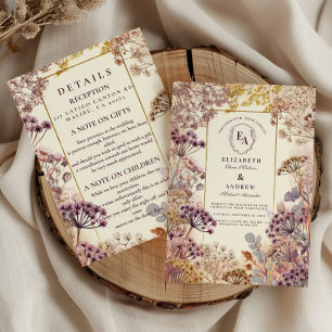 Vintage-Wiesenhochzeit mit Wildblumen + Details Einladung