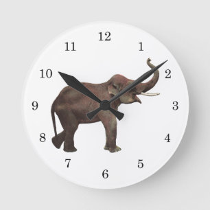 Vintage Wild Animals, Good Luck Asian Elephants Runde Wanduhr