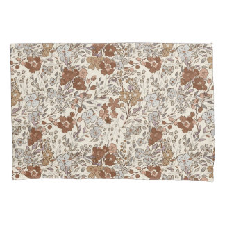 Vintage-Wild-Blumen-Braun-Blume-Natur-Muster Kissenbezug
