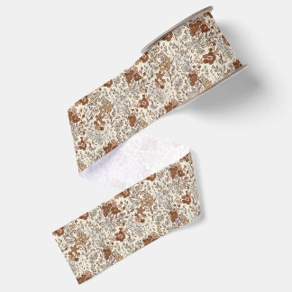 Vintage-Wild-Blumen-Braun-Blume-Natur-Muster Ripsband
