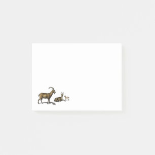 Vintage wild goat illustration post-it klebezettel
