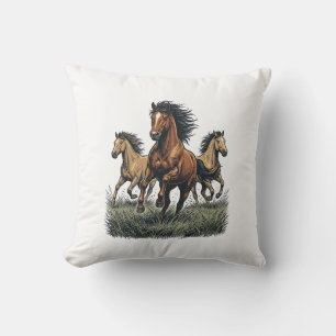 Vintage Wild Horses Running Western Vector Shirt_1 Kissen
