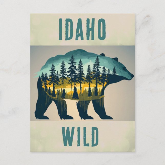 Vintage Wild-Idaho-Bärenreise Postkarte (Vorderseite)