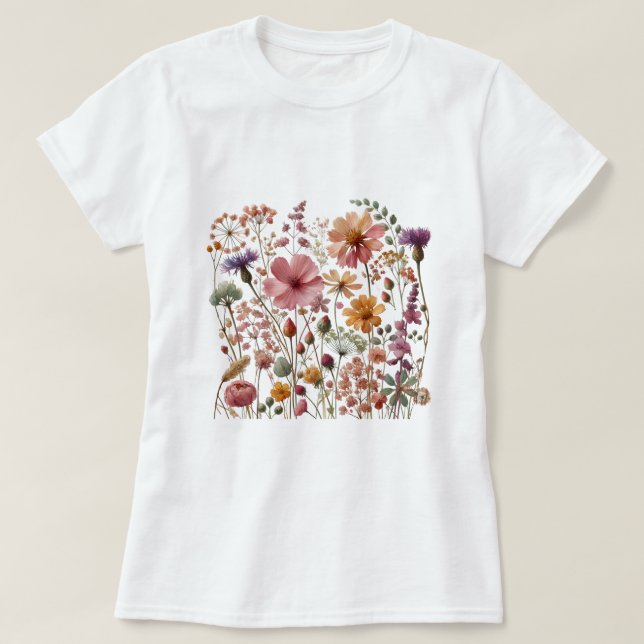 Vintage wild lebende Blume T-Shirt (Design vorne)