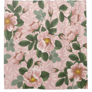 Vintage wild lebende Rose: Blumenhintergrund Duschvorhang