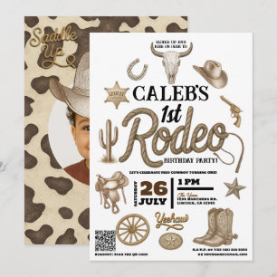 Vintage Wild West 1. Rodeo Western Geburtstagsfeie Einladung