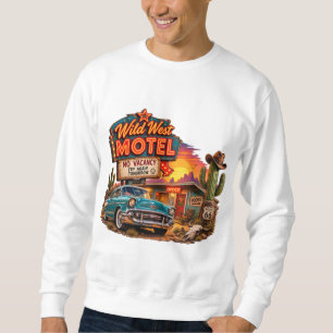 Vintage-Wild-West-Motel-Route-66-Klassiker-Auto Sweatshirt