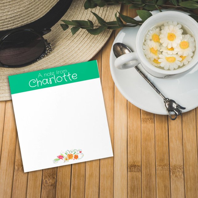 Vintage Wildblume Aquarellgrün Notizblock (Von Creator hochgeladen)