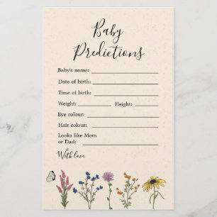 Vintage Wildblume Baby Shower Baby Vorhersagen