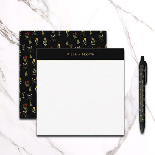 Vintage Wildblume Blume Muster Gold Name Mitteilungskarte