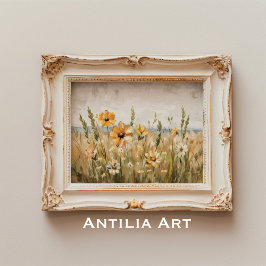 Vintage Wildblume Feldmalerei Frühjahrslandschaft Poster