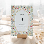 Vintage Wildblume Fern Dusty Blue Wedding Tischnummer<br><div class="desc">Dieses Vintage Wildblume Farn staubblaue Hochzeitsdesign ist eine elegante Anordnung von klassischen geometrischen Rahmen aus Gold, die mit zarten bohenhaften Blumenbouquets und Stielen verziert sind. Mit einer Palette von zeitlosen, hellblauen Hintergründen, klassischen schwarzen Typografien und farbenfrohen Wildblumen, schaffen Sie ein romantisches Ambiente, das sich durch eine schöne und polierte Atmosphäre...</div>