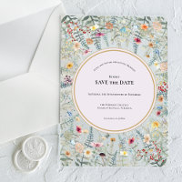 Vintage Wildblume Fern Lavendel Save the Date