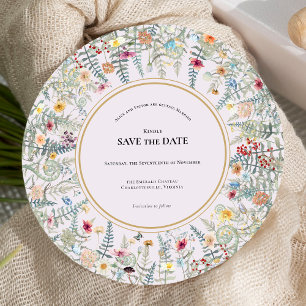 Vintage Wildblume Fern Lavender Wedding Save The Date