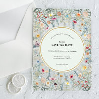 Vintage Wildblume Fern Minze Green Save the Date