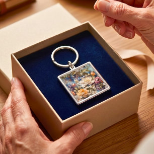 Vintage Wildblume Geschenke für die individuelle A Schlüsselanhänger